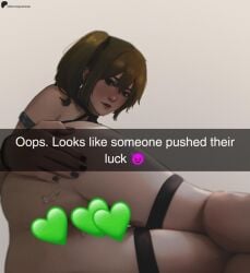 caption cheating cum cum_in_ass cum_in_pussy cum_inside evil_grin evil_smile female_focus flashing_pussy green_eyes green_hair land_(sousou_no_frieren) laying_down laying_on_side meemo.psd message nail_polish netorare nude nude_female pale-skinned_female pale_skin phone phone_screen ponytail semen showing_off side_ponytail smirk snapchat solo_focus sousou_no_frieren spread_ass spread_pussy spreading text ubel_(sousou_no_frieren)