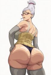 2d ai_generated ass ass_focus ayase_seiko big_ass curvy dandadan fat_ass gilf milf thick_thighs thighhighs voluptuous voriksan white_hair