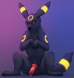 animal_genitalia animal_penis canine_genitalia canine_penis eeveelution feral generation_2_pokemon genitals hi_res knot knotted_penis koba looking_at_viewer male nintendo penis pokemon pokemon_(species) solo umbreon