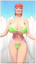 1girls 3d 3d_animation areolae areolae_slip big_breasts bikini bikini_bottom bikini_top black_eyes blinking bottomwear bouncing_breasts breast_focus breast_shake breasts cleavage closed_eyes dexter's_laboratory dexter's_mom ear_piercing earrings female female_only green_bikini hair huge_breasts lips lipstick mature mature_female mature_woman metameta/metatwotimes milf mother no_sound orange_hair parted_lips red_lips red_lipstick shadow shaking_breasts short_hair shorter_than_10_seconds shorter_than_30_seconds smile solo solo_female swimwear tagme teeth thick_lips topwear video