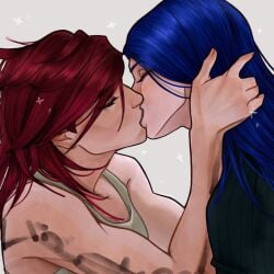 2girls arcane arcane_caitlyn arcane_vi caitlyn_kiramman kissing league_of_legends lesbian_kiss riot_games vi vi_(league_of_legends) yuri