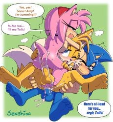 2026 absurd_res ahe_gao amy_rose anal anal_sex anthro anthro_on_anthro anthro_penetrated anthro_penetrating anthro_penetrating_anthro anus ass balls bisexual bisexual_sandwich blue_balls blue_body blue_eyes bodily_fluids canid canine cum cum_in_ass cum_in_vagina cum_inside dialogue english_text eulipotyphlan feet female female_penetrated foot_on_balls fox fur genital_fluids genitals grab_the_butt green_eyes group group_sex hair hedgehog hi_res looking_at_viewer looking_pleasured male male/female male/male male_penetrated male_penetrating male_penetrating_female male_penetrating_male mammal multicolored_body multicolored_fur nude one_eye_closed open_mouth open_smile penetration penile penile_penetration penis penis_in_ass penis_in_vagina pink_body pink_hair sandwich_position sega senshion sex simple_background smile smiling_at_viewer soles sonic_(series) sonic_the_hedgehog sonic_the_hedgehog_(series) tails tails_the_fox tan_body tan_fur text threesome two_tone_body two_tone_fur vaginal_penetration vulva wink winking_at_viewer yellow_balls yellow_body yellow_fur