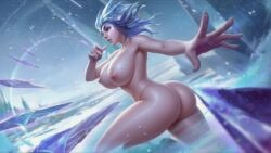 ai_assisted ai_generated big_butt edit edited frostblade_irelia huge_butt ice irelia_xan league_of_legends leaguebitches light-skinned_female pale_skin snow snowdown_series splash_art winter_wonderland_series