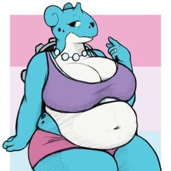 1girls blue_body clothed fat fat_female female female_only lapra large_breasts marine pokemon pokemon_only smush-sin solo