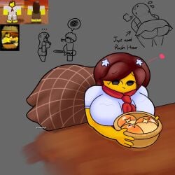 1girls ass baker_(forsaken) big_ass big_breasts breasts clothed elliot_(forsaken) forsaken_(roblox) jadusty1 reference_image roblox roblox_game robloxian tagme yellow_body