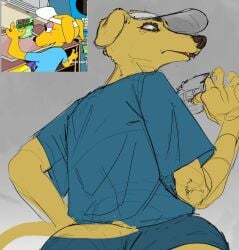 1female adult_swim anthro ass big_butt canine colored colored_sketch cropped digital_drawing_(artwork) digital_media_(artwork) dog female furry gassy's_gas_'n_stuff lottery_ticket lulu_(gassy's_gas_'n_stuff) milktooth reference_image scratch_off_ticket solo source_request tagme tail visor