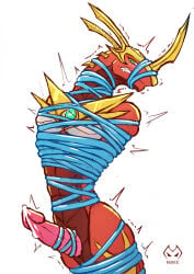 abs animal_genitalia animal_penis anthro arms_tied artist_logo bakugan bdsm blush blush_lines bodily_fluids bondage bound crystal drago_(bakugan) dragon erection fully_bound gag gagged genital_fluids genital_rope genital_slit genitals green_eyes hands_behind_back hi_res horn legs_tied logo male moire_dragon motion_lines muffled muscular muscular_anthro muscular_male mythological_creature mythological_scalie mythology neck_tied nude nude_anthro nude_male penis penis_rope restrained restraints rope rope_bondage rope_harness scalie simple_background solo standing submissive submissive_anthro submissive_male sweat teeth white_background