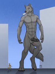 2011 4_toes abs animal_genitalia animal_penis anthro balls biped black_claws black_nose black_pawpads black_penis canid canine canine_genitalia canine_penis canis cheek_tuft claws day digital_media_(artwork) digitigrade duo ear_accessory ear_piercing erection eye_scar facial_scar facial_tuft feet finger_claws fingers fluffy fluffy_tail fur genitals glans grey_body grey_fur hi_res humanoid_genitalia humanoid_penis hybrid_genitalia hybrid_penis inner_ear_fluff kaden_(neopuc) knot knotted_humanoid_penis knotted_penis leg_scar macro male mammal micro muscular muscular_anthro muscular_male navel nude nude_anthro nude_male on_one_leg outside pawpads paws pecs penis piercing raised_foot retracted_sheath scar shaded sheath signature smaller_version_at_source smoke snout solo_focus standing stylized_background tail tan_body tan_fur toe_claws toes tsaiwolf tuft wolf yellow_eyes