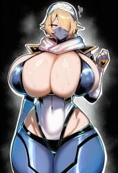 ? ai_generated bandage belly_button big_breasts black_background blonde_female blonde_hair boobs_bigger_than_head bra breasts breasts_bigger_than_head child_bearing_hips curvy curvy_figure exposed_breasts hourglass_figure hourglass_figured_female huge_breasts large_breasts long_ears mask masked masked_female mayuai mouth_mask nintendo red_eyes scarf sheik sheikah super_smash_bros. sweat sweatdrop sweating sweaty sweaty_breasts tagme the_legend_of_zelda tits_bigger_than_head wide_hips wide_thighs