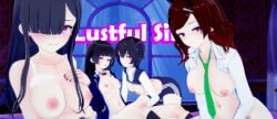 3d 4females erect_nipples eri_(lustful_sin) exposed_breasts female female_only glowing_eyes group hana_(lustful_sin) harem hypnosis lustful_gaze lustful_sin mind_control mio_(lustful_sin) multiple_girls naked nude pink_eyes rin_(lustful_sin) yuri