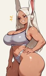 ai_generated calvin_klein curvaceous curvy female female_only houseofwaifu huge_breasts mirko miruko my_hero_academia rumi_usagiyama shounen_jump sports_bra thick_ass thick_thighs