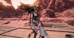 3d au_ra auri_lover blowjob final_fantasy_xiv forced_oral forgiven_obscenity futa_on_female futanari gagging hyur ryne_waters sin_eater swallowing_cum yuri