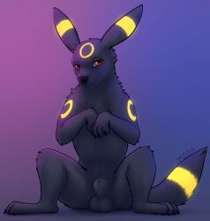 absurd_res animal_genitalia eeveelution feral generation_2_pokemon genitals hi_res huge_filesize koba male nintendo pokemon pokemon_(species) sheath solo umbreon