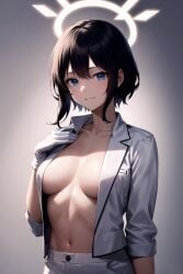 ai_generated angel azazel_(helltaker) breast_peek halo helltaker open_shirt tagme