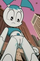 ai_generated jenny_wakeman justsomebuddy leaking_pussy mlaatr my_life_as_a_teenage_robot public_nudity pussy_juice_drip xj-9