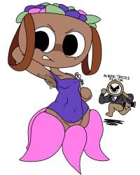 2025 angry armpit_fetish armpits bassie_(dandy's_world) dandy's_world purple_shirt red'neh rodger_(dandy's_world) skinny skinny_female spanish_text text