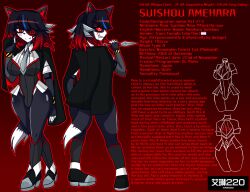 1futa 2025 airiin220 android english_text eye_patch eyepatch feline furry_only futa_only futanari knife leotard oc original_character red_eyes robot short_hair suishou_amehara text trans_woman transfem