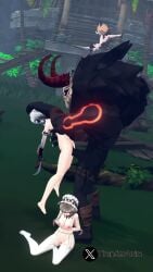 3boys 3d 3girls anthro arlecchino_(genshin_impact) black_body breasts carrying columbina_(genshin_impact) dark-skinned_male deep_penetration defeat defeat_sex defeated defeated_heroine female forced_oral forced_sex genshin_impact hilichurls_(species) male mitachurl monster monster_cock multiple_girls non-human nonconsensual penis rape sandrone_(genshin_impact) shorter_than_20_seconds tagme thunderanim vertical_video video