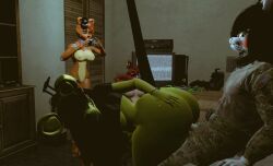 2020 3d_(artwork) american_flag anthro bottomless bottomless_anthro bottomless_female bracelet camera clothed clothed_male clothed_sex clothing digital_media_(artwork) ear_piercing ear_ring electronics erection female five_nights_at_freddy's foxy_(fnaf) freddy_(fnaf) from_behind_position group hand_on_butt hoop_ear_ring inside isazicfazbear jewelry looking_back male male/female microsoft military_uniform nude penetration piercing recording ring_piercing rule_63 scottgames sex shirt side_view sitting television topwear uniform united_states_of_america voyeur xbox xbox_360 xbox_game_studios