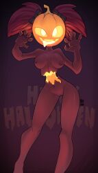 1girls breasts female female_only halloween halloween_2022 nipples oc original_character pumpkin_head pussy sleakj3 tagme