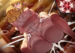 absurd_res ass astroodragon big_butt biped blonde_hair blush bodily_fluids breasts cum cum_inside duo female female_penetrated genital_fluids glistening glistening_body hair hi_res huge_butt humanoid humanoid_pointy_ears impregnation link lying male male/female male_penetrating nintendo ovum penetration penile penile_penetration pointy_ears princess_zelda sex the_legend_of_zelda thick_thighs