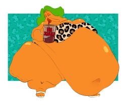 1girls ass belly belly_overhang big_gulp bracelet breasts cartoon_network cellulite chowder_(series) cleavage creamtreats endive fat female female_focus female_only green_hair hips large_ass large_breasts obese obese_female overweight overweight_female pearl_bracelet sandals soda stomach thick_thighs thighs weight_gain wide_hips