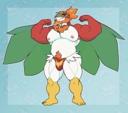 anthro armpit_hair barazoku barefoot beard body_hair chest_tuft clothed clothing facial_hair feathers feet generation_6_pokemon hawlucha jockstrap jockstrap_only male manolo_(meloncat) muscular nintendo nipples palchamon pecs pokemon pokemon_(species) pubes solo standing symbol_on_clothing topless tuft underwear underwear_only