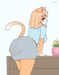 2026 anthro clothed clothing feces feces_pile feline female female_only furry furry_only leaning_on_table looking_at_viewer looking_back office office_attire office_clothing office_lady original_character pooping_in_clothing pooping_self scat seductive seductive_look seductive_smile shit soiling soiling_clothing soiling_skirt solo tagme tonrip