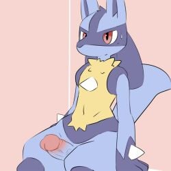 1:1 1boy 2021 3_fingers anthro biped blue_body blue_fur blue_penis blue_tail bodily_fluids canid canine chest_spike digital_drawing_(artwork) digital_media_(artwork) erection facial_markings fingers fur generation_4_pokemon genitals glans glistening glistening_eyes gloves_(marking) grey_body grey_fur grey_inner_ear grey_markings hand_spike head_markings humanoid_genitalia humanoid_penis lucario male male_anthro mammal markings mouth_closed multicolored_body multicolored_fur multicolored_penis navel neck_tuft nintendo nude nude_anthro nude_male penis pink_eyes pink_glans pink_penis pointy_ears pokemon pokemon_(species) prick_ears pu_sukebe simple_background solo solo_male spikes spikes_(anatomy) sweat tail tuft two_tone_penis yellow_body yellow_fur