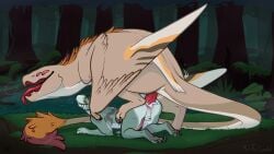 2019 absurd_res alien all_fours anal anal_sex anthro anthro_on_feral anthro_penetrated balls bodily_fluids countershade_arms countershade_balls countershade_crotch countershade_face countershade_genitalia countershade_neck countershade_tail countershade_torso countershading cum cum_from_ass cum_in_ass cum_inside detailed_background dinosaur dragon dromaeosaurid duo erection european_mythology feathered_wings feathers feral feral_penetrating feral_penetrating_anthro genital_fluids genitals green_body grey_body hi_res larger_feral larger_male leaking_cum male male/male male_anthro male_penetrated male_penetrating male_penetrating_male meldritchhorror mythological_creature mythological_scalie mythology nude nude_anthro nude_male open_mouth open_smile outside penetration penile penile_penetration penis penis_in_ass pink_penis prehistoric_species red_penis reptile saurischian scalie sex size_difference smaller_anthro smaller_male smile standing tail tan_body tan_feathers tapering_penis teeth theropod tongue tongue_out velociraptor western_dragon wings wyvern zoophilia