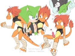 anthro ass dinosaur erection fakerface_(artist) furry hedgehog male mammal penis raptor reptile scalie scar scourge_the_hedgehog sega slit sonic_(series) talin talin(toon)_(char) toony wraps