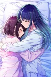 ai_generated idol kurokawa_akane mihyo saiki_himeka star_(symbol) star_shaped_pupils symbol-shaped_pupils symbol_in_eye symbol_in_eyes yuri