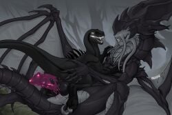 absurd_res alien alien_(franchise) black_body black_markings bodily_fluids caesarus claws cloacal cloacal_penetration colored_cum cowgirl_position cum dark_the_xenodragon dinosaur dominant dominant_female dromaeosaurid duo face_tentacles female feral feral_on_feral fog forest from_front_position genital_fluids genitals glowing glowing_eyes hand_on_butt hand_on_chest hand_on_leg hand_on_thigh hi_res knot knotted_penis looking_at_genitalia looking_at_penis lying male male/female markings nightmare_(m7734cargo) on_back on_bottom on_top penetration penis plant prehistoric_species pull_out purple_cum reptile riding saurischian scalie sex simple_background smile spread_wings swamp tapering_penis tentacle theropod tree unusual_bodily_fluids unusual_cum unusual_genital_fluids wings xenodragon xenomorph