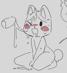 2boys after_oral after_sex bj_(artist) blush bodily_fluids cum cum_drip cum_in_mouth cum_inside cum_on_body cum_on_face cum_string disembodied_penis doko_demo_issho domestic_cat duo excessive_cum furry gay genital_fluids genitals male male/male male_only mammal on_knees penis sketch sony_interactive_entertainment sweat sweatdrop toro_inoue