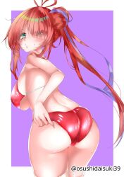 1girls 2d 2d_(artwork) 2d_artwork ahoge ass ass_cleavage ass_crack back backboob bare_arms bare_back bare_hands bare_hips bare_shoulders bare_skin bare_thighs big_breasts bikini bikini_bottom bikini_only bikini_top blush blush_face blushing_at_viewer blushing_female blushing_lines breasts busty busty_female busty_girl character_request digital digital_art digital_drawing digital_drawing_(artwork) digital_media digital_media_(artwork) drawing elbows exposed_arms exposed_back exposed_hips exposed_shoulders exposed_skin exposed_thighs female female_focus female_only fingernails fingers frown frown_eyebrows frowning frowning_at_viewer gluteal_fold green-eyed_female green_eyes groin hair_bun high_resolution highres hourglass_figure large_boobs large_breasts lean_figure legwear long_hair looking_at_viewer looking_back looking_back_at_viewer median_furrow narrow_waist nipple_bulge osushidaisuki39 purple_background red-haired_female red_bikini red_bikini_bottom red_bikini_top red_hair red_swimsuit red_swimwear shoulders sideboob simple_background single_hair_bun single_side_bun skindentation slender_body slender_waist slim_waist solo standing stockings string_bikini swimsuit swimwear thick_ass thick_butt thick_thighs thigh_highs thighhighs thighs upper_body virtual_youtuber vtuber vtuberfanart white_background white_border white_legwear white_stockings white_thigh_highs white_thighhighs wide_hips
