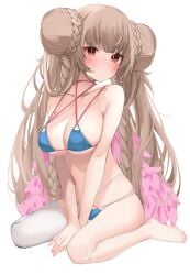 1girls azur_lane bare_arms bare_belly bare_chest bare_knees bare_legs bare_midriff bare_shoulders bare_skin bare_thighs barefoot big_bun bikini bikini_bottom bikini_top blue_bikini blue_bikini_bottom blue_bikini_top blue_string_bikini blue_swimsuit blue_swimwear blush blush_lines blushing_female braid braided_bun braided_hair braided_ponytail braided_twintails breasts brown_eyebrows brown_eyes brown_eyes_female brown_hair brown_hair_female buns cleavage closed_mouth collarbone double_bun embarrassed embarrassed_female female finger fingernails formidable_(azur_lane) formidable_(the_lady_of_the_beach)_(azur_lane) full_body general hair_bun hair_buns hairbun hand_on_floor hand_on_ground head_tilt kneeling large_breasts light-skinned_female light_skin long_hair looking_at_viewer nephthys2356 official_alternate_costume royal_navy_(azur_lane) simple_background sitting_on_floor sitting_on_ground sitting_on_knee slender_body slender_waist slim_girl slim_waist solo string_bikini swimsuit swimwear thighhighs thin_waist tilted_head underboob white_background white_thighhighs