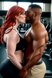 ai_generated bryce_dallas_howard dark-skinned_male dark_skin gym interracial muscular_male