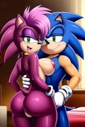 ai_generated ass breasts furry imminent_sex incest incest_(lore) magenta_body nude oiled pink_hair seductive shiny_skin sonia_the_hedgehog sonic_(series) sonic_the_hedgehog sonic_the_hedgehog_(series) sonic_underground two_tone_body