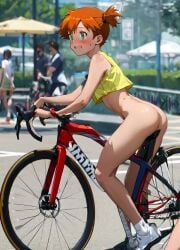 1girls ai_generated ass background_characters bicycle bike blush bottomless clothes_removed embarrassed embarrassed_underwear_female euf exhibitionism exhibitionist female forced_exposure forced_presentation glj-enf going_commando human humiliated humiliation kasumi_(pokemon) lost_bet no_pants nude_from_the_waist_down pantsed pantsing pantsless penalty_game pokemon public public_exposure public_humiliation public_indecency public_nudity punishment red_hair riding_bicycle shirt_only shocked shocked_expression shorts_removed solo_focus stripped surprised surprised_expression wardrobe_malfunction
