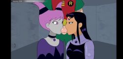 18titans 1boy 2girls animated blackfire collaborative_fellatio dc dc_comics dick_grayson fellatio female jinx_(dc) lipjob male mity multiple_girls robin_(dc) robin_(dick_grayson) tagme teamwork teen_titans video