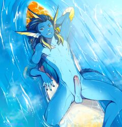 anthro anthrofied dagger_leonelli eeveelution fan_character male male_only marine nintendo nude penis pokémon_(species) pokemon pokemon_(species) solo surfboard uncut vaporeon video_games water webbed_hands