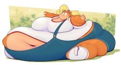 1girls anthro belly belly_button blob coco_bandicoot crash_(series) fat_ass female furry furry_female huge_belly huge_breasts huge_thighs immobile morbidly_obese morbidly_obese_female ridiculouscake solo