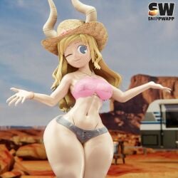 1girls 3d 3d_(artwork) artist_logo artist_name ass big_ass big_breasts big_butt blender blonde_hair blue_eyes booty_shorts breasts bubble_butt clothing curvaceous curvy curvy_figure female female_only hat hi_res horns huge_ass huge_breasts jpeg long_hair my_hero_academia one_eye_closed pawg revealing_clothes shorts shounen_jump snippwapp solo solo_female tagme thick_thighs tsunotori_pony voluptuous voluptuous_female