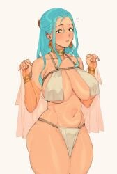 1girls belly_dancer belly_dancer_outfit blue_hair blush female female_only harem_girl harem_outfit huge_breasts loincloth long_hair lushhhh nefertari_vivi one_piece revealing_clothes thick_thighs voluptuous