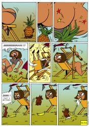 antonissen ass banana comic commission courtney_(tdi) end_page english_text humor no_panties object_in_ass object_insertion pain pineapple stabbing stuck_in_object total_drama_island underwear