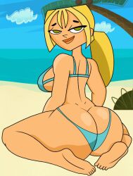 ass_focus beach big_ass big_butt bikini blonde_female blonde_hair blonde_hair_female bridgette_(tdi) green_eyes looking_back looking_back_at_viewer surfer surfer_girl swimsuit terrorking10 total_drama_island wide_hips