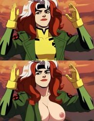 big_breasts breasts marvel marvel_comics rogue_(x-men) x-men:_the_animated_series