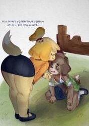 2024 after_sex animal_crossing anthro ass bodily_fluids bottomwear brother_(lore) brother_and_sister_(lore) brown_body brown_fur bubble canid canine canis clothing cum cum_from_pussy cum_in_pussy cum_inside dialogue digby_(animal_crossing) dirty_talk domestic_dog dominant dominant_female duo english_text female finger_on_chin fur genital_fluids genitals humanoid_genitalia humanoid_penis incest_(lore) isabelle_(animal_crossing) male male/female mammal nintendo penis restraints sibling_(lore) sister_(lore) skirt snot snot_bubble stocks submissive submissive_male tan_body tan_fur text xu53r