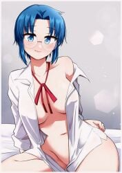 1girls artist_request ass ass_visible_through_clothes bed big_ass big_ass_(female) big_breasts blue_eyes blue_eyes_female blue_hair blue_hair_female blush blushing_at_viewer blushing_female breasts breasts_visible_through_clothing carnival_phantasm ciel_(tsukihime) cute cute_girl exposed female female_only girl_only glasses groin high_resolution huge_ass huge_breasts legs looking_at_viewer melty_blood no_bra no_bra_under_clothes no_panties remastered seducing seducing_viewer seduction seductive seductive_body seductive_eyes seductive_face seductive_look seductive_mouth seductive_pose seductive_smile semi_nude shiny shirt shirt_open short_hair short_hair_female shoulders smile stomach tie tsukihime type-moon upscaled visible_breasts white_background white_shirt yellow_tie young_female young_girl young_woman