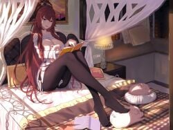 anime feet female foot_fetish long_legs long_sleeves pantyhose red_hair